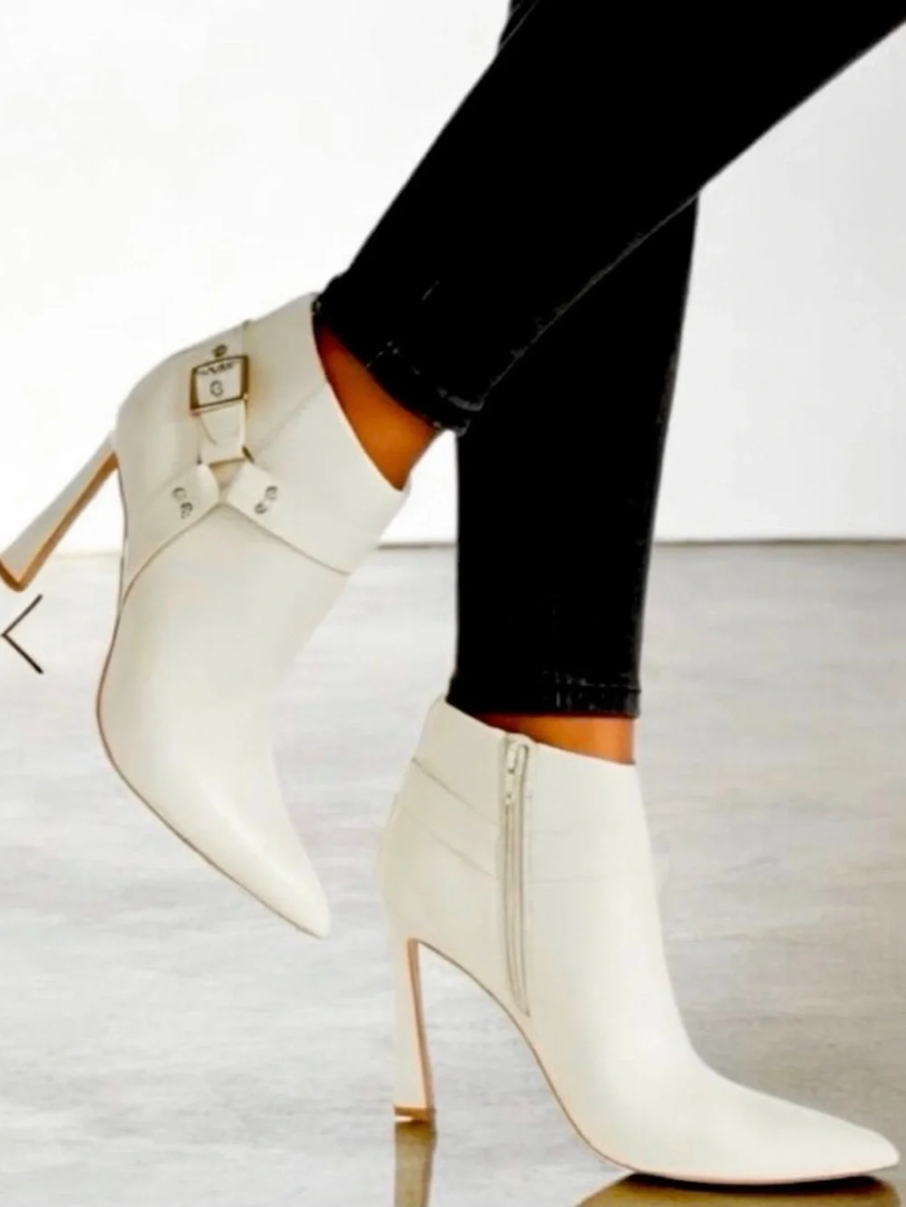 SHOE DAZZLE HENDRIX color Birch Pointed-Toe High-Heel Ankle Boots Size:8.5